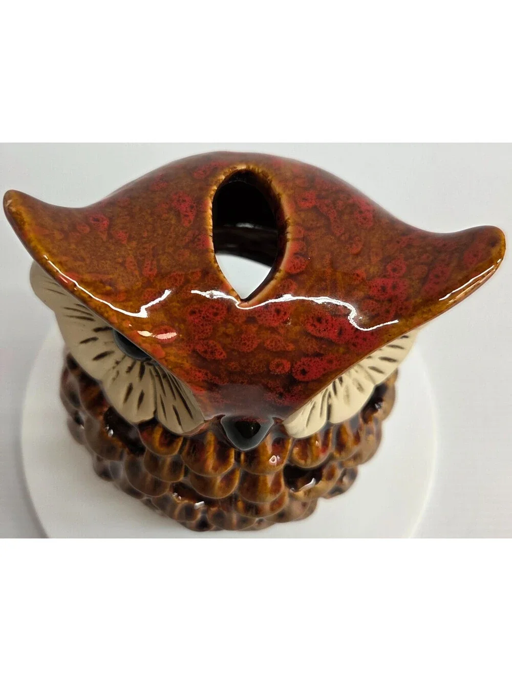Vintage Ceramic Owl Tea Light Candle Holder Brown Woodland Decor 7